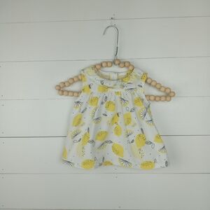Gymboree girls size 18-24 mos white ruffle lemon design blouse ruffle neckline